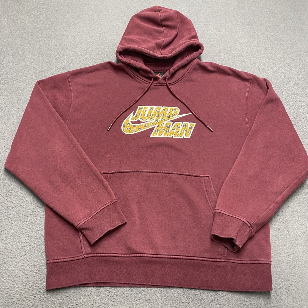 Jordan Jumpman‎ Hoodie Mens Large Maroon Yellow Graphic Pullover Sweatshirt Nike